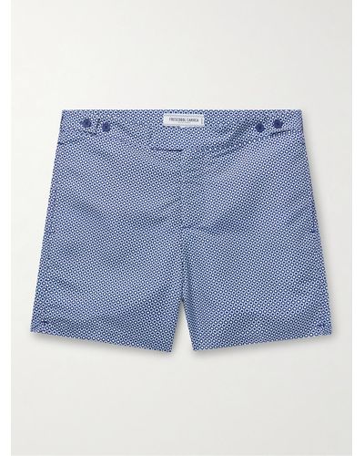Frescobol Carioca Slim-fit Mid-length Printed Recycled Swim Shorts - Blue