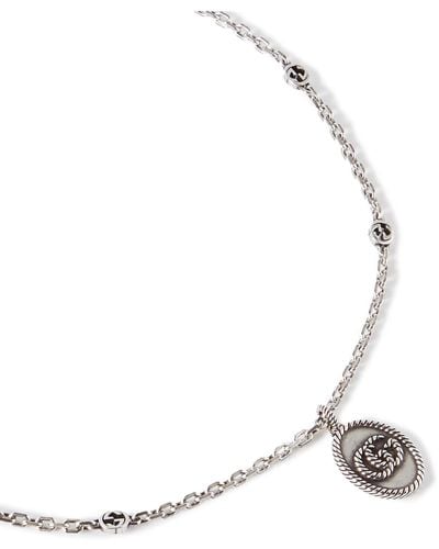 Gucci Burnished Sterling Silver Pendant Necklace - Metallic