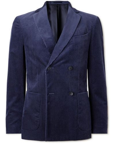 MR P. Double Breasted Cotton And Cashmere-blend Corduroy Blazer - Blue