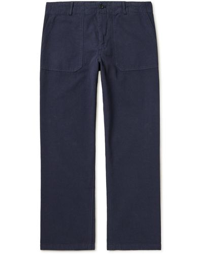 MR P. Straight-leg Garment-dyed Cotton Cargo Pants - Blue