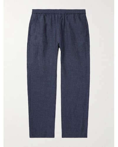 Barena Straight-leg Linen Trousers - Blue