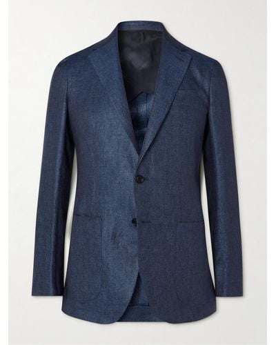 Kingsman Slim-fit Linen Blazer - Blue