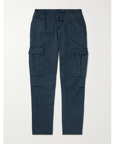 Officine Generale Jay Tapered Lyocell-twill Drawstring Cargo Pants - Blue