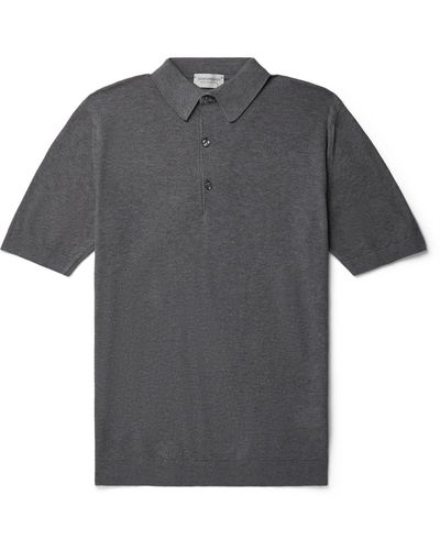 John Smedley Roth Sea Island Cotton Polo Shirt - Gray