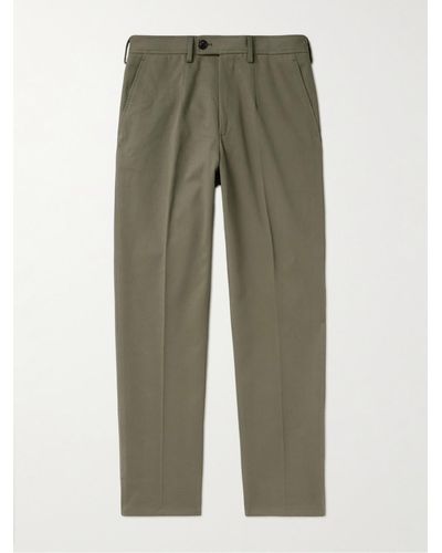 James Purdey & Sons Tapered Pleated Cotton-twill Trousers - Green