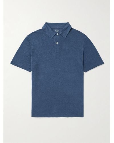 Hartford Linen Polo Shirt - Blue