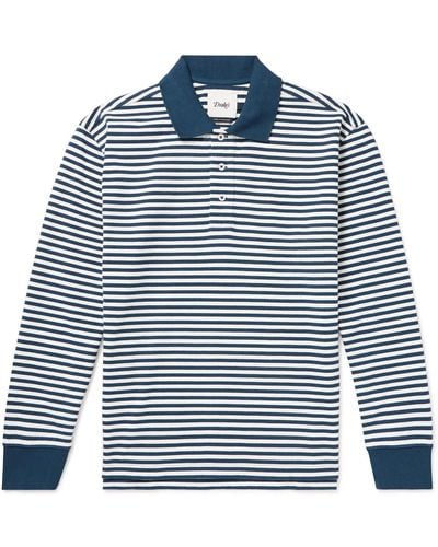 Drake's Striped Cotton-jersey Polo Shirt - Blue