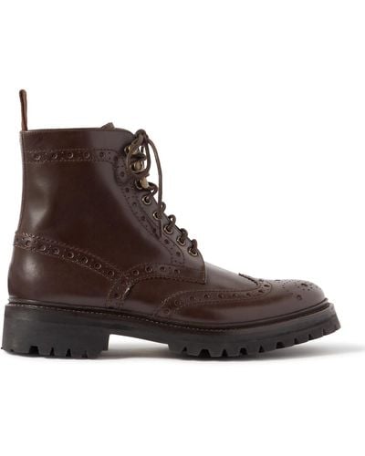 Grenson Fred Leather Brogue Boots - Brown