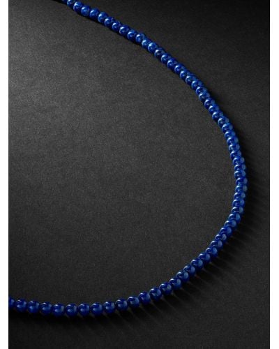 Mateo Gold Lapis Lazuli Beaded Necklace - Blue