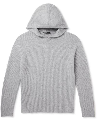 James Perse Ribbed Cashmere Hoodie - Gray