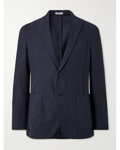 Boglioli Cotton And Linen-blend Suit Jacket - Blue