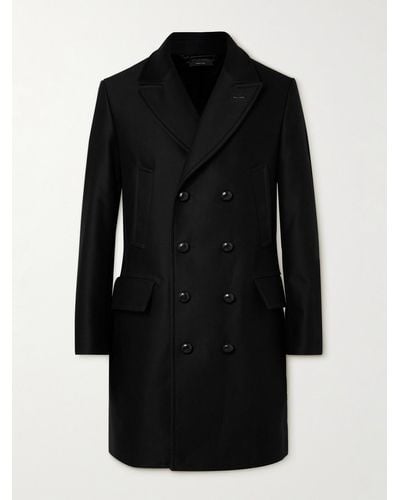 Tom Ford Double-breasted Cotton-moleskin Coat - Black