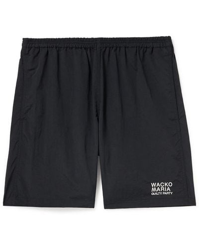 Wacko Maria Straight-leg Logo-print Shell Drawstring Shorts - Black