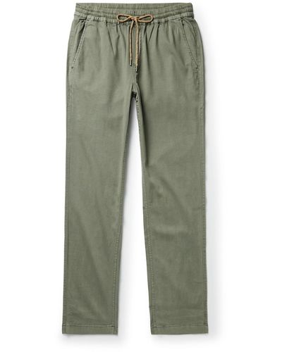 Faherty Essential Tapered Twill Drawstring Pants - Green