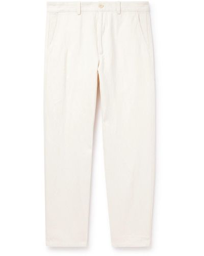 Dries Van Noten Straight-leg Cotton And Linen-blend Twill Pants - White
