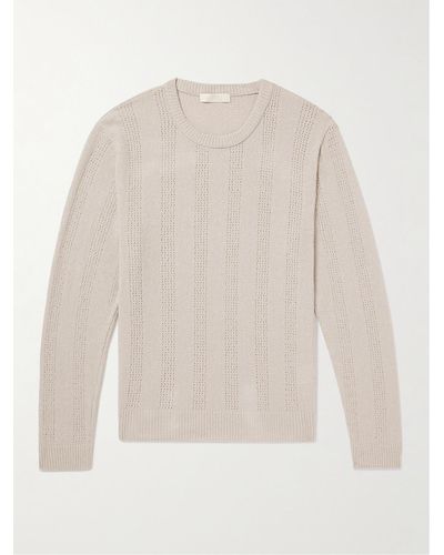 mfpen Everyday Striped Organic Cotton-blend Bouclé Sweater - White