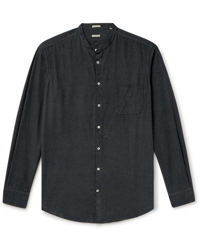 Massimo Alba Noto2 Slim-fit Grandad-collar Cotton-corduroy Shirt - Black