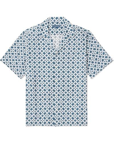Frescobol Carioca Roberto Camp-collar Printed Lyocell Shirt - Blue