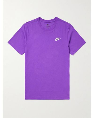 Nike T-shirt in jersey di cotone con logo ricamato Sportswear Club - Viola