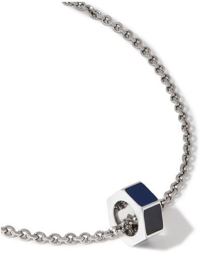 Lanvin Platinum-plated Silver Enamel Pendant Necklace - Blue