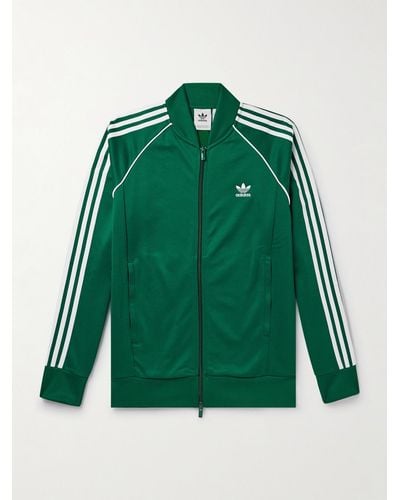 adidas Originals Sst Tt Logo-embroidered Striped Recycled-jersey Zip-up Sweatshirt - Green