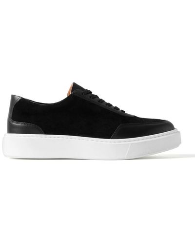 George Cleverley The Ross Leather-trimmed Suede Sneakers - Black