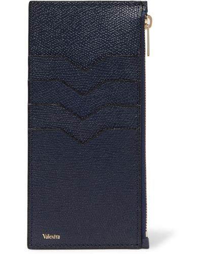Valextra Pebble-grain Leather Zipped Cardholder - Blue