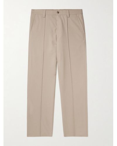 NN07 Throwing Fits Tauber 1728 Straight-leg Pleated Twill Trousers - Natural