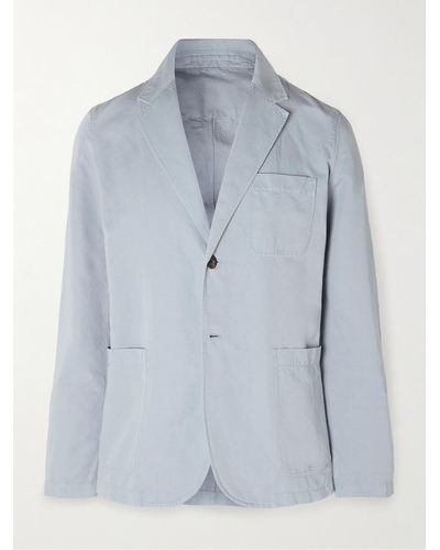 MR P. Slim-fit Unstructured Garment-dyed Cotton And Linen-blend Twill Blazer - Blue