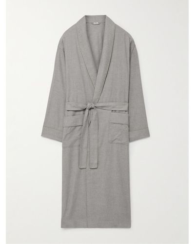 Zimmerli of Switzerland Cotton And Wool-blend Flannel Robe - Grey