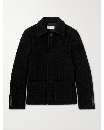 Saint Laurent Schmal geschnittene Jacke aus Tweed aus einer Wollmischung - Schwarz
