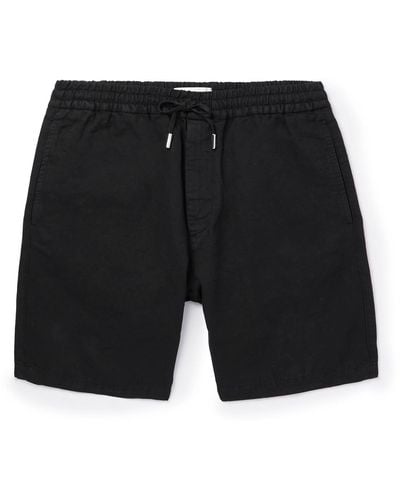MR P. Straight-leg Cotton And Linen-blend Twill Drawstring Shorts - Black