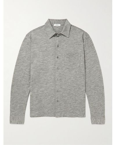 MR P. Mélange Organic Cotton-piqué Shirt - Grey