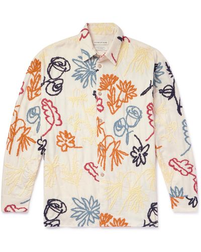 A Kind Of Guise Pino Embroidered Cotton And Wool-blend Shirt - White