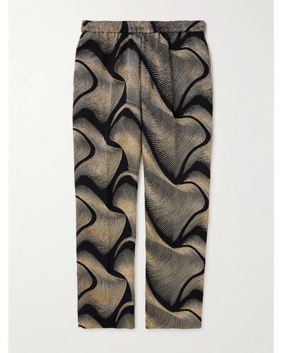 Dries Van Noten Gerade geschnittene Hose aus Jersey mit Kordelzugbund in Glitter-Optik - Grau