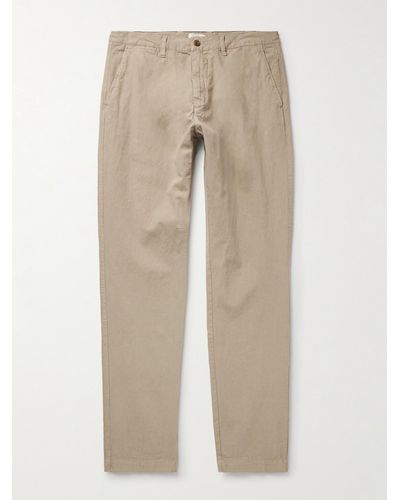 Hartford Tyron Slim-fit Straight-leg Cotton And Linen-blend Trousers - Natural