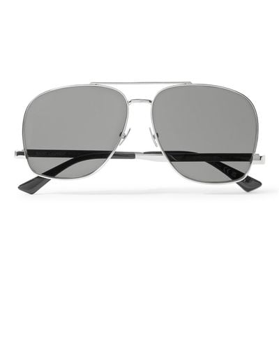 Saint Laurent Aviator-style Silver-tone Sunglasses - Gray
