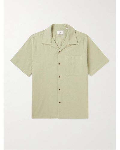 NN07 Julio 1040 Convertible-collar Stretch Organic Cotton-seersucker Shirt - Natural