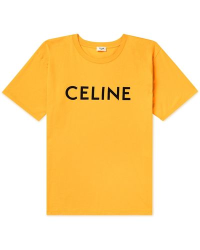 CELINE HOMME Logo-print Cotton-jersey T-shirt - Yellow