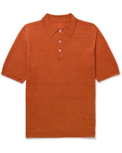 Anderson & Sheppard Linen Polo Shirt - Orange