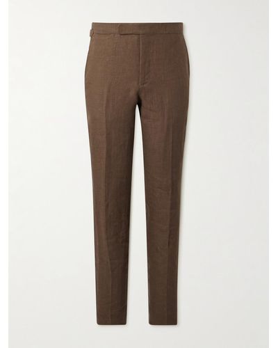 Polo Ralph Lauren Straight-leg Linen Suit Trousers - Brown