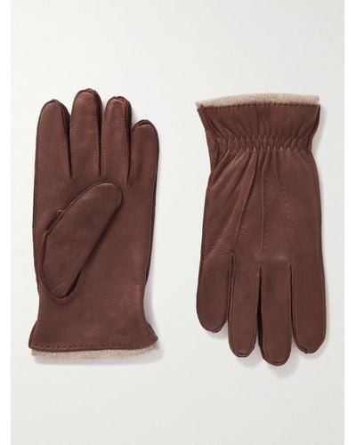 Dents Edington Cashmere-lined Leather Gloves - Brown