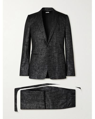 Dries Van Noten Slim-fit Metallic Wool-blend Tuxedo - Black