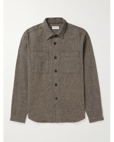 Oliver Spencer Overshirt in cotone jacquard Treviscoe - Marrone