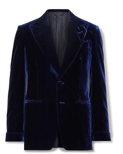 Tom Ford Shelton Slim-fit Velvet Tuxedo Jacket - Blue