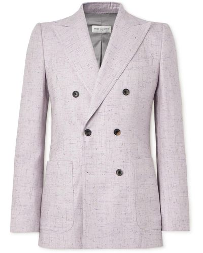 Dries Van Noten Bruce Slim-fit Double-breasted Tweed Suit Jacket - Purple