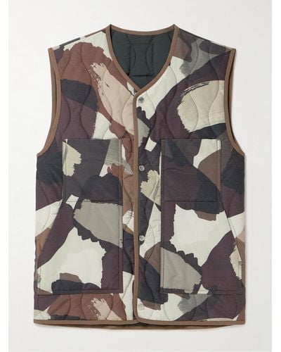 Norse Projects Gilet in shell imbottito con stampa camouflage Peter - Grigio