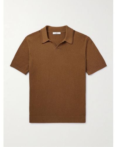 MR P. Knitted Organic Cotton Polo Shirt - Brown