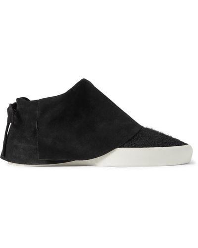 Fear Of God Moc Low Layered Distressed Suede Sneakers - Black