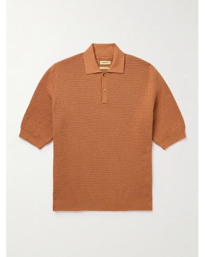 De Bonne Facture Honeycomb Organic Cotton Polo Shirt - Brown